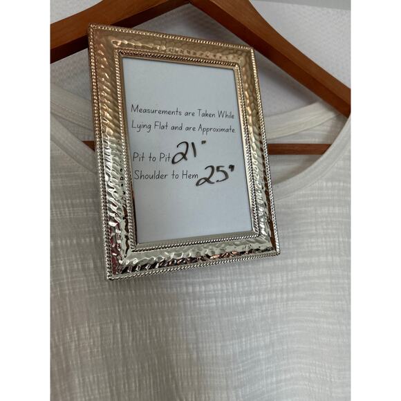 Cable & Gauge Cream Blouse Short Flutter Sleeve Textured Crew Neck Top Size L - Picture 8 of 9